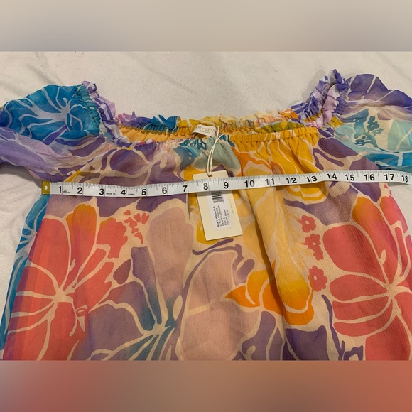 Ramy Brook Addison Floral Off the Shoulder 100% Silk Top Size Small NWT - Picture 8 of 16